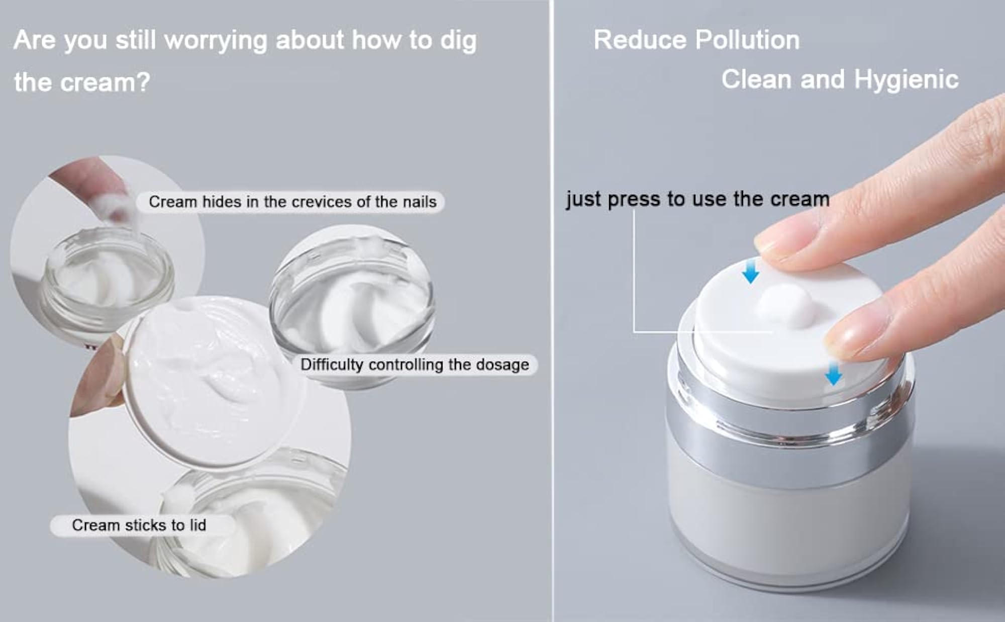 Airless Pump Jars 50ML Empty Refillable Cosmetic Container